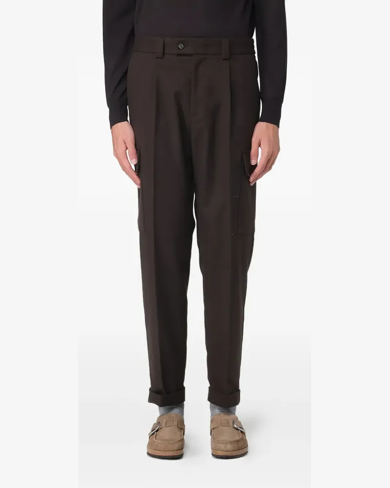 Paolo Pecora Milano cargo pleated trousers - Braun Braun