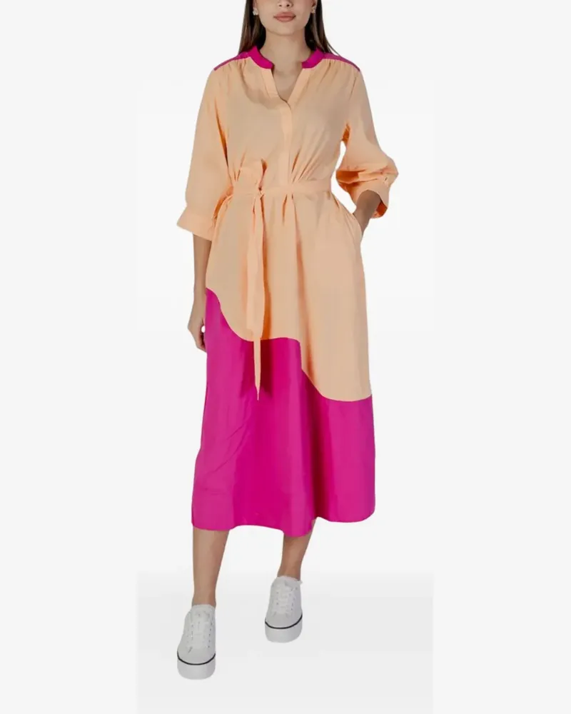 b.young colour-block shirt midi dress - Orange Orange