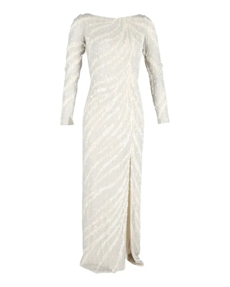 Jenny Packham sequined long-sleeve gown - Weiß Weiß