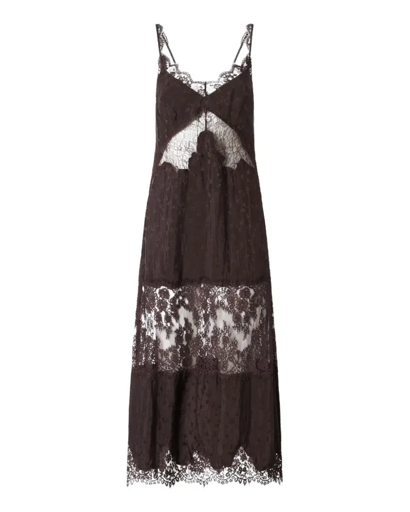 Pinko Midikleid mit Spitzenbändern - Braun Braun