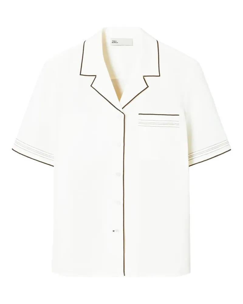 Tory Burch Camp Leinenhemd - Weiß Weiß