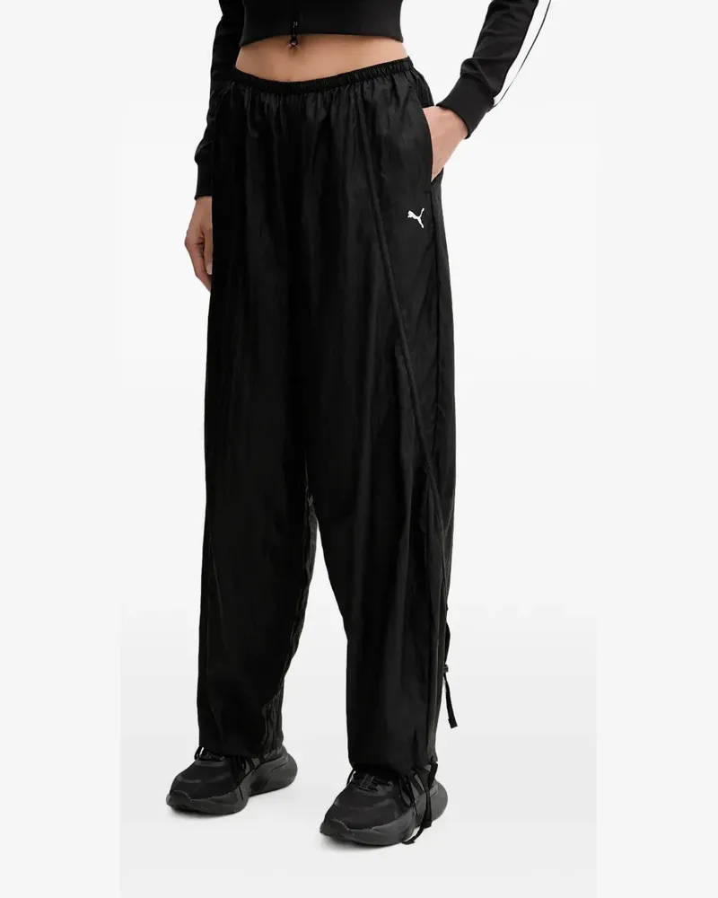 Puma logo-print drawstring track pants - Schwarz Schwarz