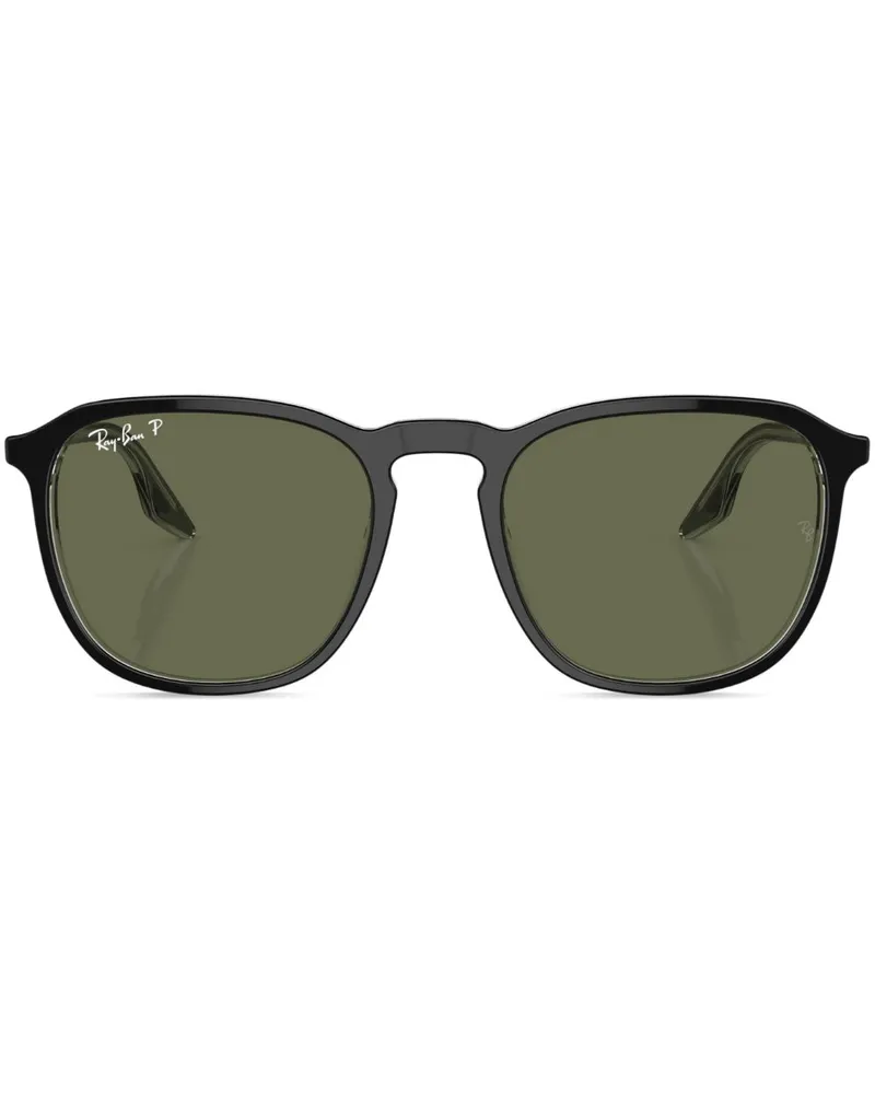 Ray Ban Runde Sonnenbrille mit Logo - Schwarz Schwarz