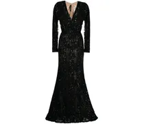 Abendkleid mit Pailletten - Schwarz