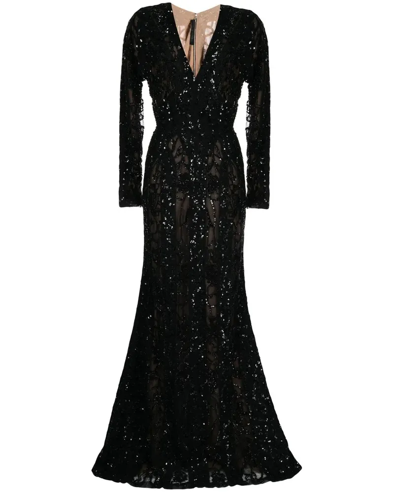 Elie Saab Abendkleid mit Pailletten - Schwarz Schwarz