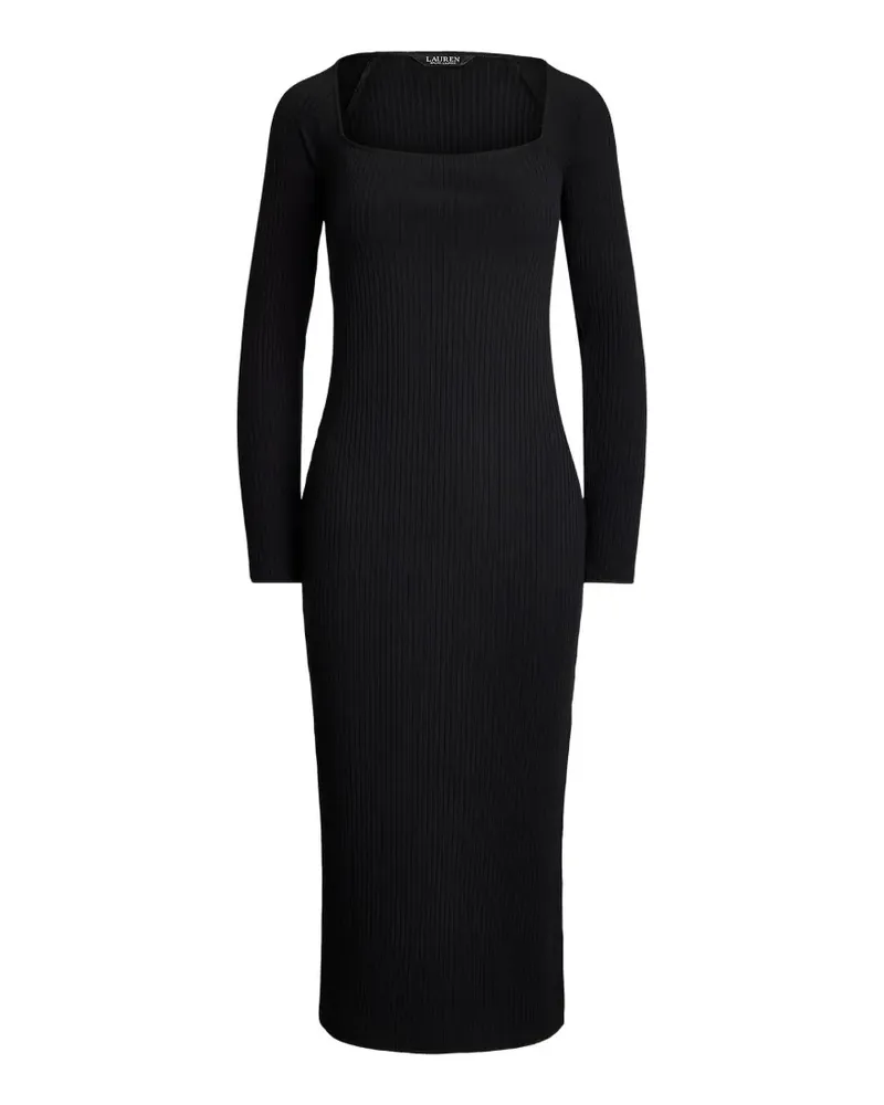 Ralph Lauren Geripptes Kleid mit eckigem Ausschnitt - Schwarz Schwarz