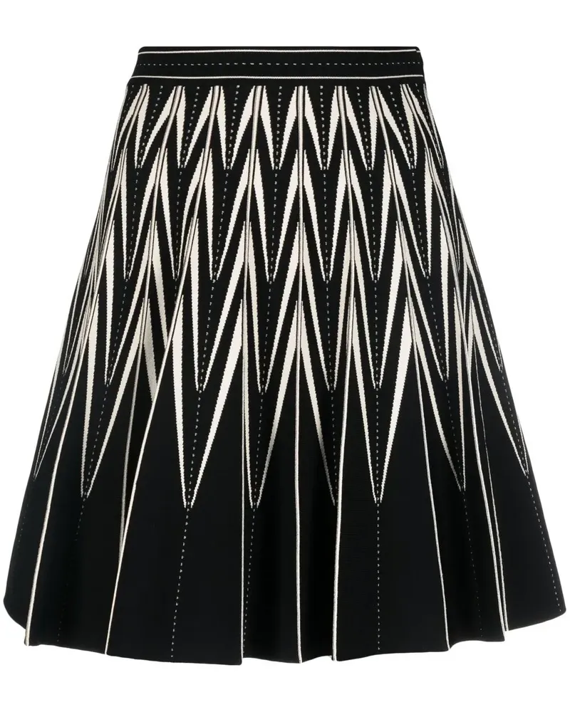 Alexander McQueen Faltenrock mit Zickzackmuster - Schwarz Schwarz