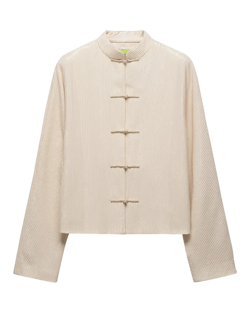 Shanghai Tang Jacke mit Pailletten und Froschverschluss - Nude Nude