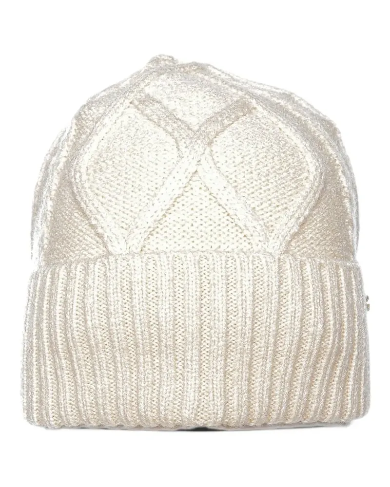 Armani Exchange cable-knit ribbed-knit beanie hat - Nude Nude