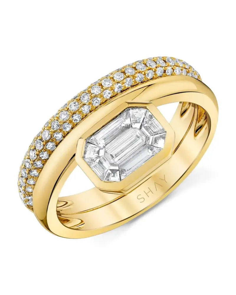 SHAY 18kt Floating Bezel Gelbgoldring mit Diamanten Gold
