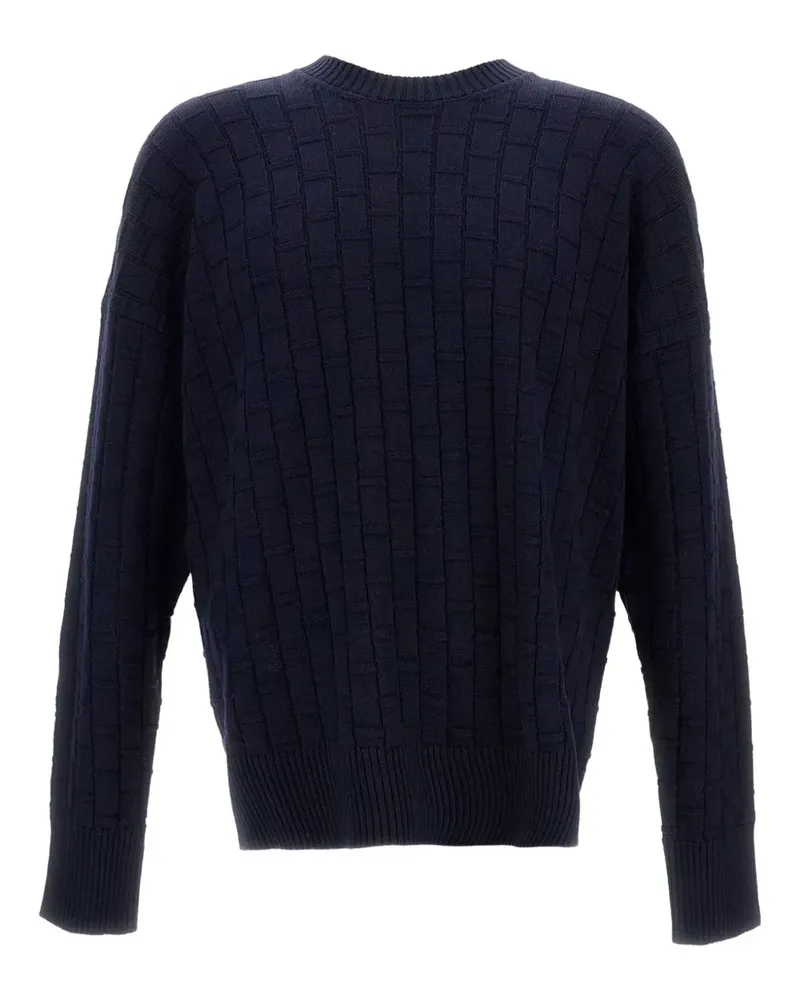 PLAN C Gerippter Pullover - Blau Blau