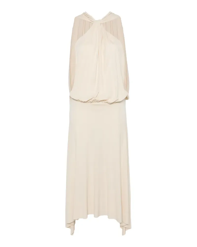 Semicouture halterneck draped midi dress - Nude Nude