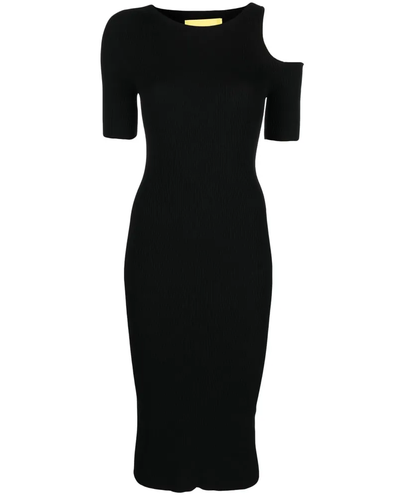 AERON Geripptes Kleid mit Cut-Outs Schwarz