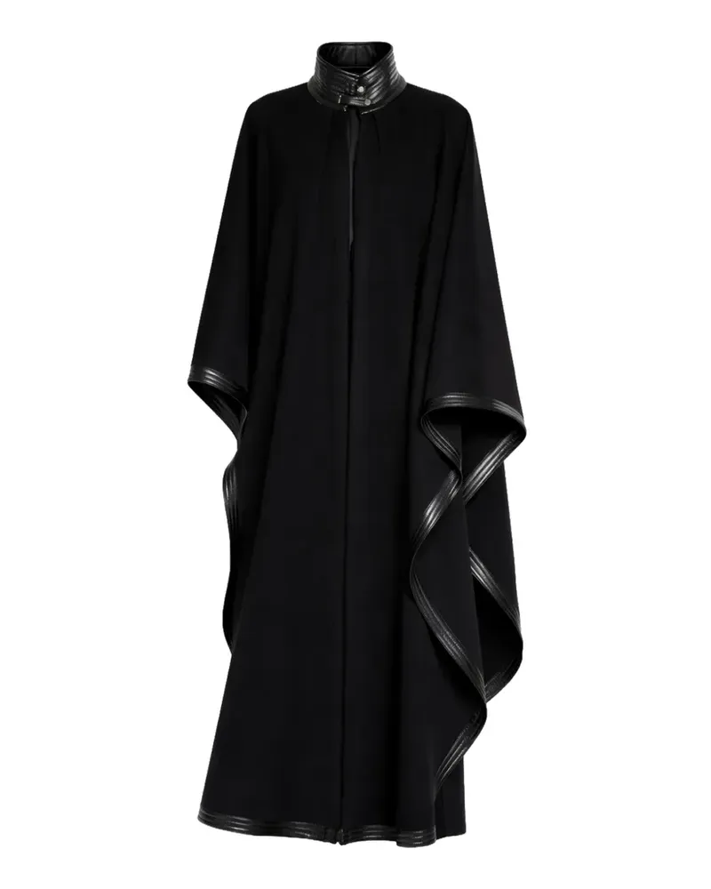 Elie Saab leather-trim cape - Schwarz Schwarz