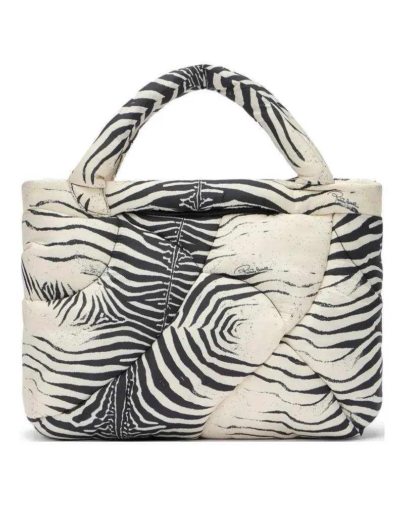 Roberto Cavalli medium Firenze zebra-print quilted tote bag - Nude Nude