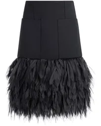 Stella McCartney Midirock mit Federn Schwarz