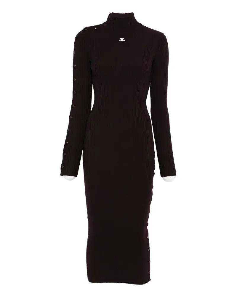 Courrèges Geripptes Kleid mit Knopfdetail - Violett Violett