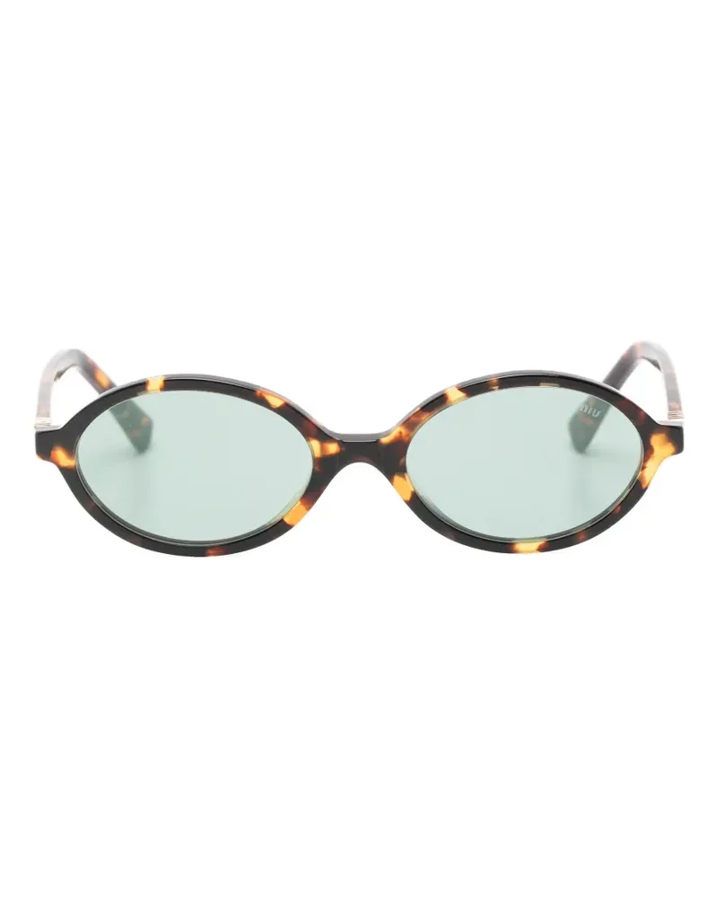 Miu Miu tortoiseshell-pattern oval-frame sunglasses - Braun Braun