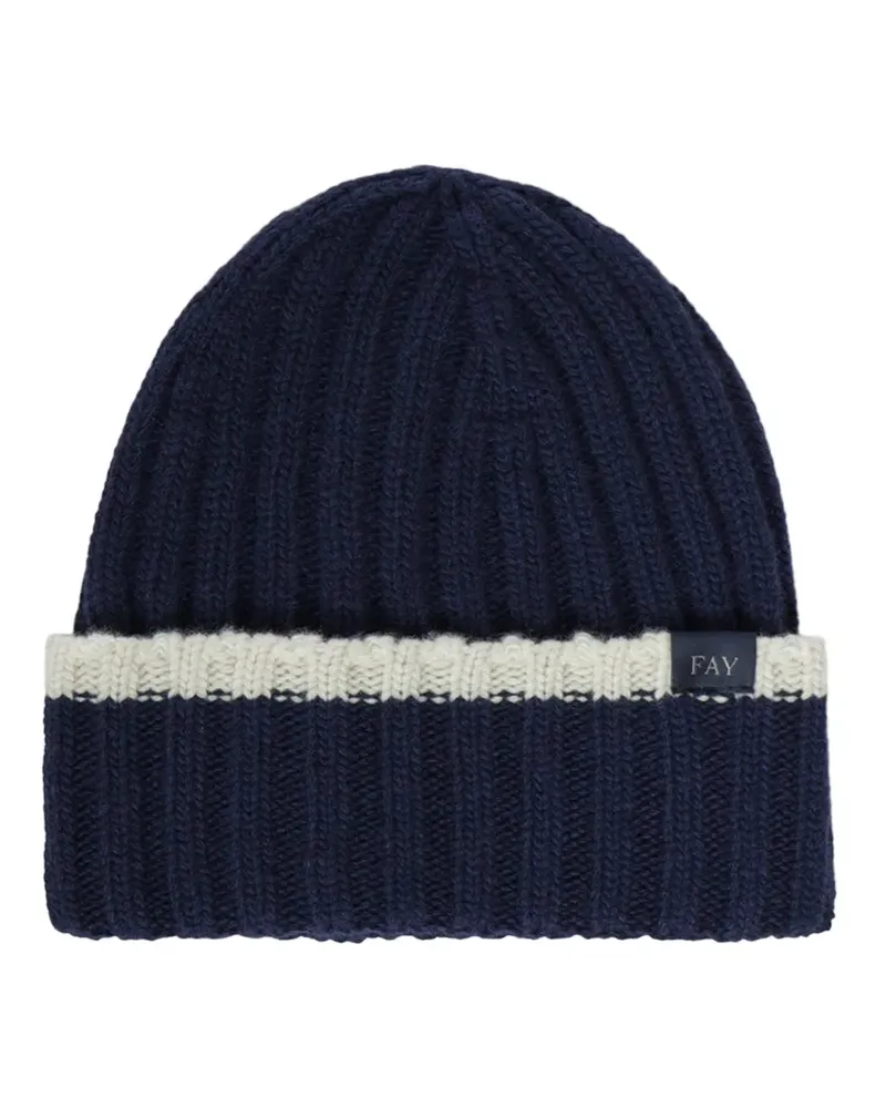 Fay Gerippte Beanie - Blau Blau