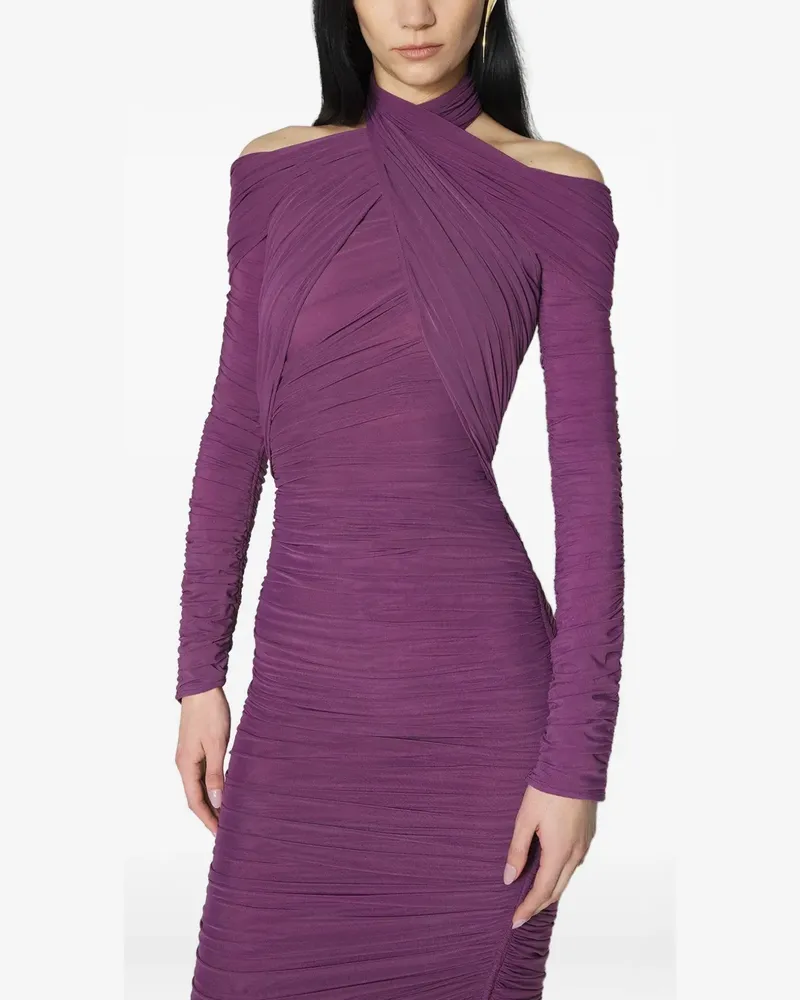 Thierry Mugler Drapiertes Midikleid - Violett Violett