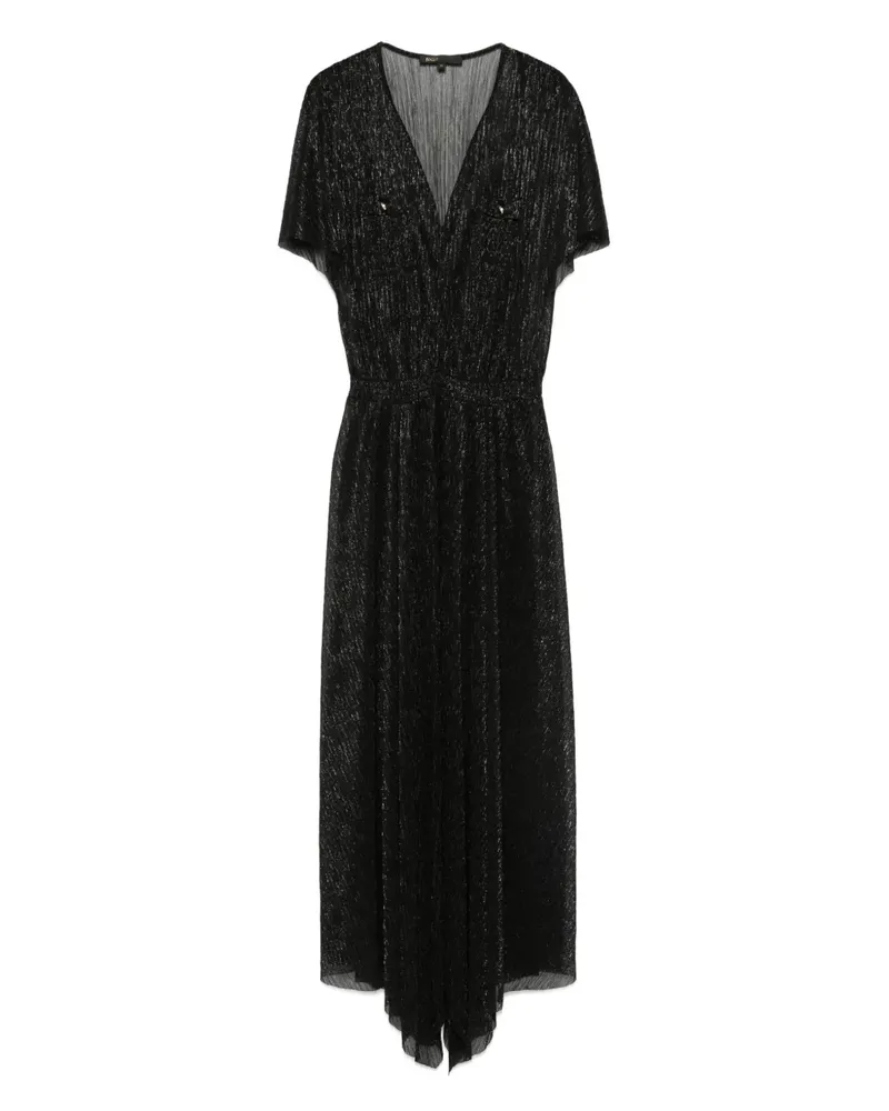 Maje Plisseekleid im Metallic-Look - Schwarz Schwarz