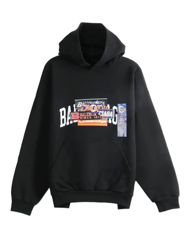 Balenciaga logo-print cotton hoodie - Schwarz Schwarz