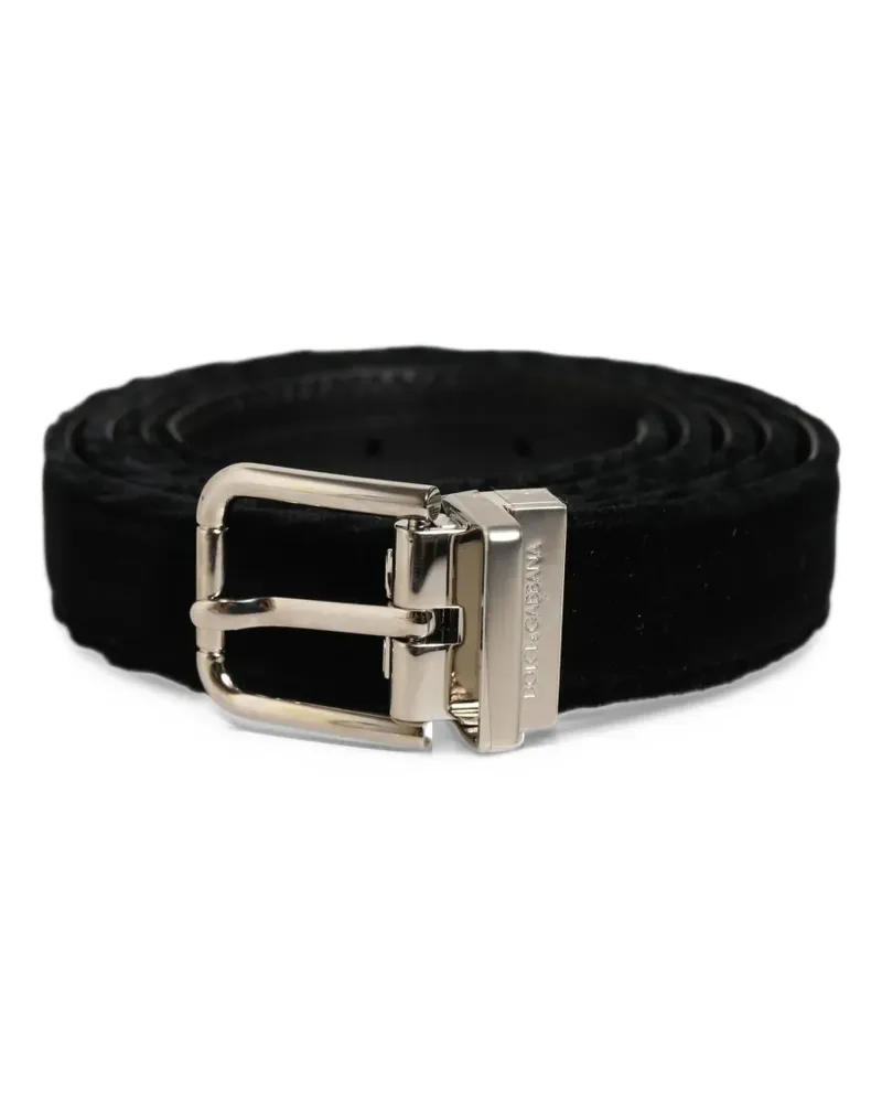 Dolce & Gabbana velvet-effect buckle belt - Schwarz Schwarz