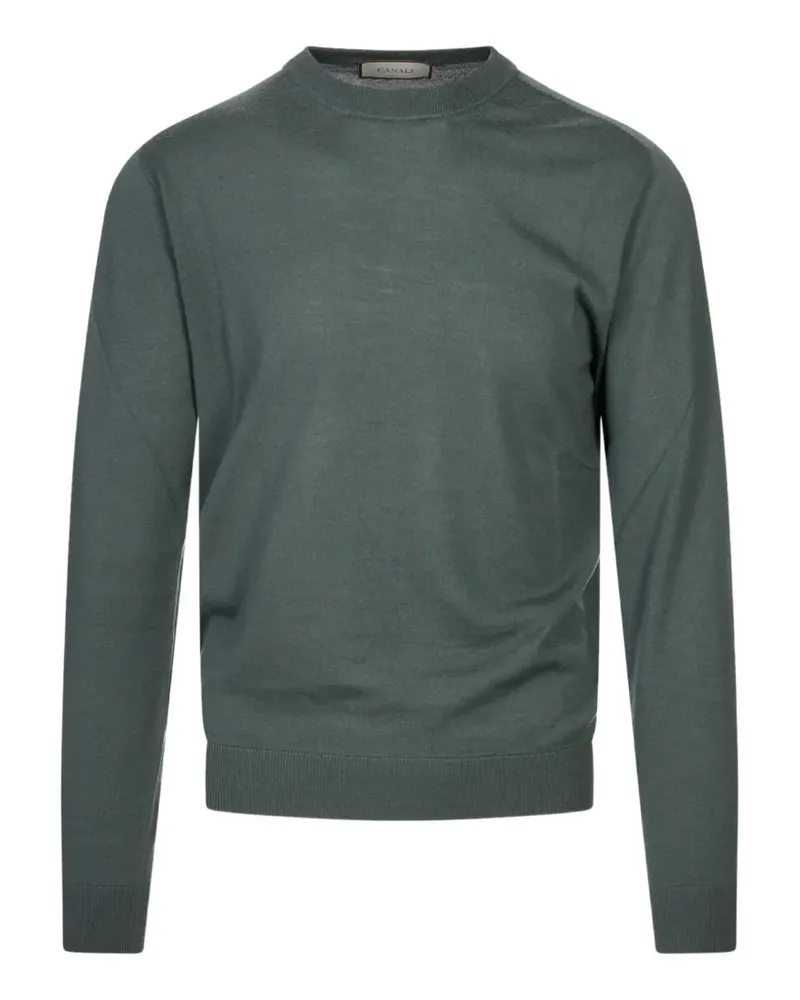 Canali Fein gestrickter Pullover - Grün Grün