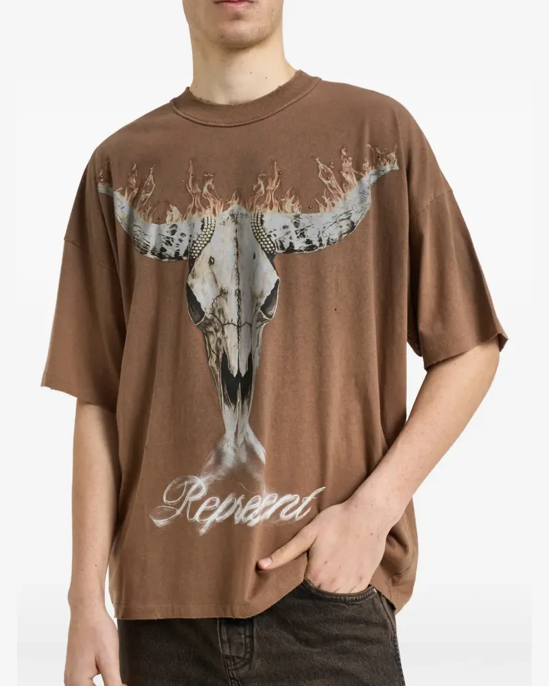 REPRESENT T-Shirt mit grafischem Print - Braun Braun