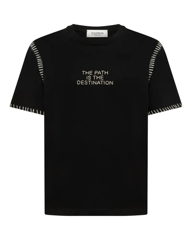 Laneus T-Shirt mit Deckenstickerei - Schwarz Schwarz