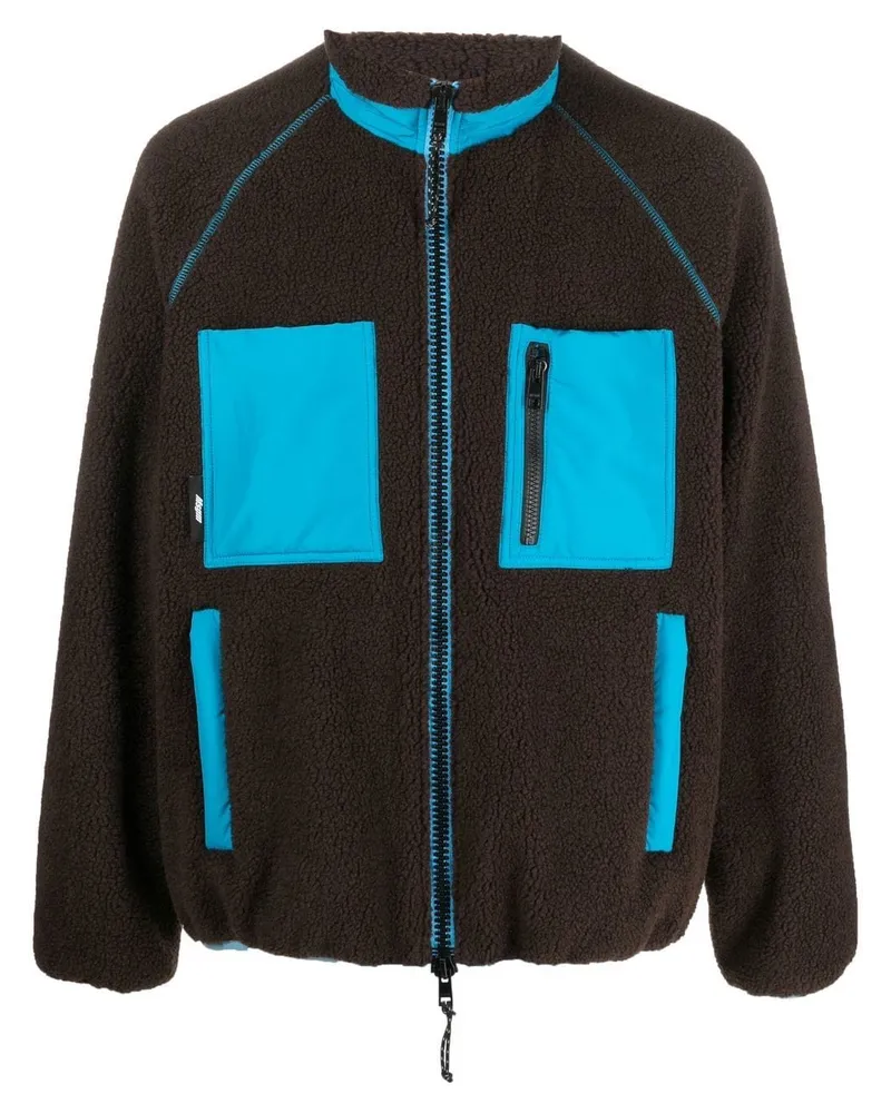 MSGM Fleecejacke mit Logo-Patch Braun