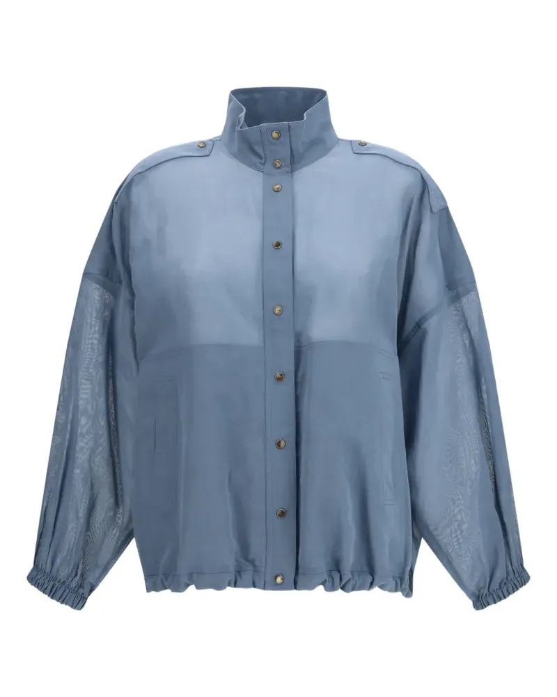 Brunello Cucinelli sheer-panelled cotton jacket - Blau Blau