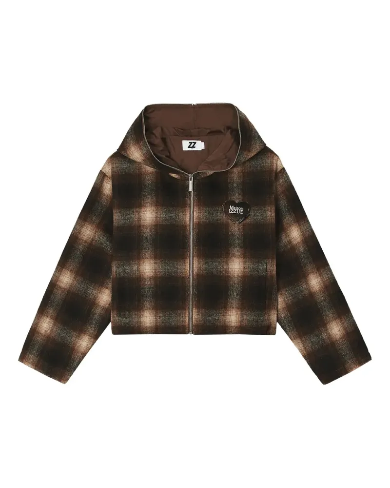 Izzue Cropped-Jacke mit Herz-Patch - Braun Braun