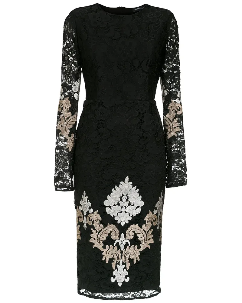OLYMPIAH Lua' Midikleid mit Spitze - Schwarz Schwarz