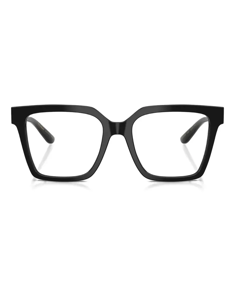 Dolce & Gabbana Eckige Brille mit goldfarbenem Detail - Schwarz Schwarz