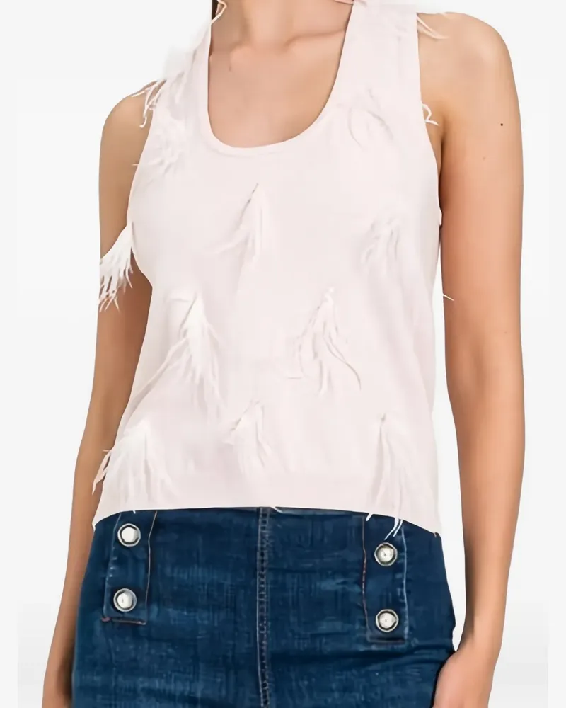 Twin-Set feather-embellished top - Rosa Rosa