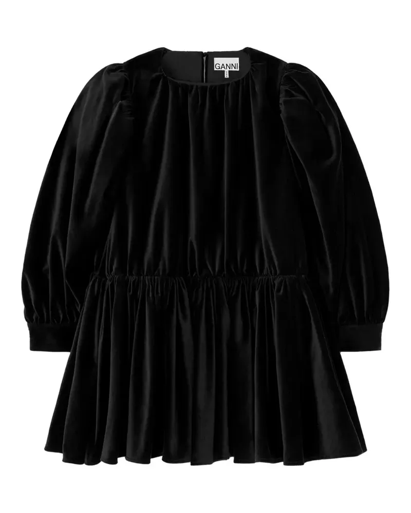 Ganni Kleid aus schwarzem Samt Schwarz