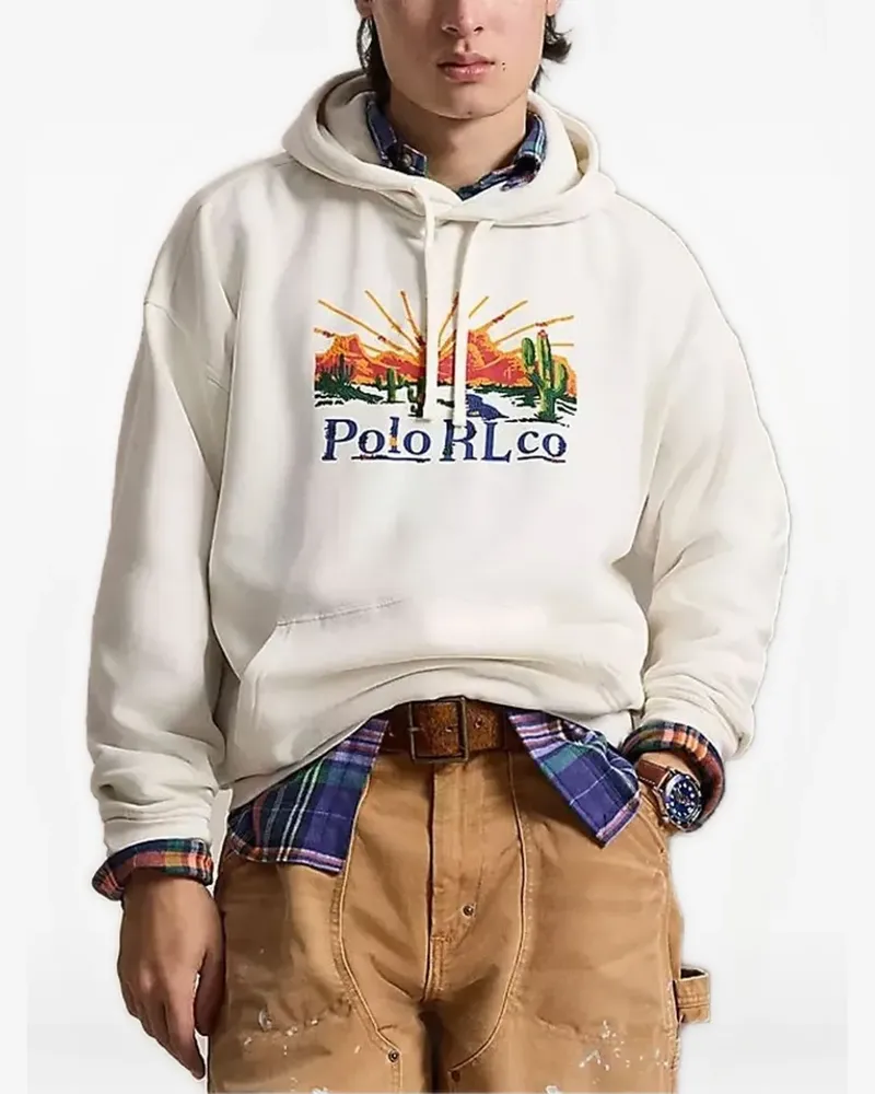 Ralph Lauren graphic-print drawstring hoodie - Weiß Weiß