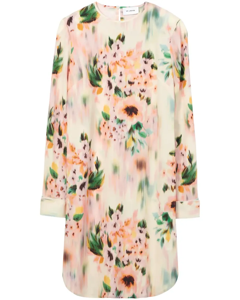 ST. JOHN Minikleid mit Blumen-Print - Weiß Weiß