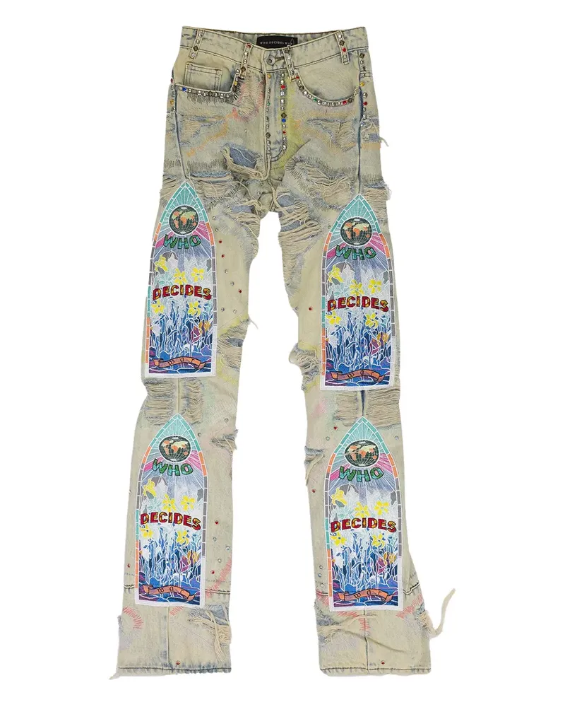WHO DECIDES WAR distressed-effect jeans - Blau Blau