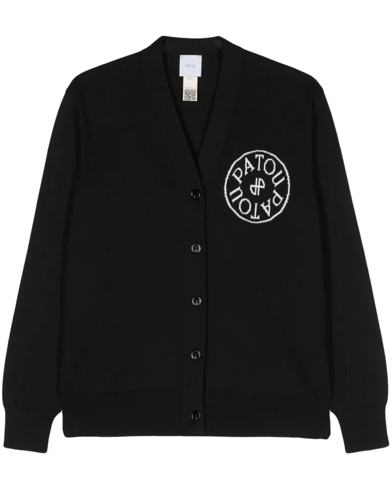 Patou Cardigan mit Intarsien-Logo Schwarz