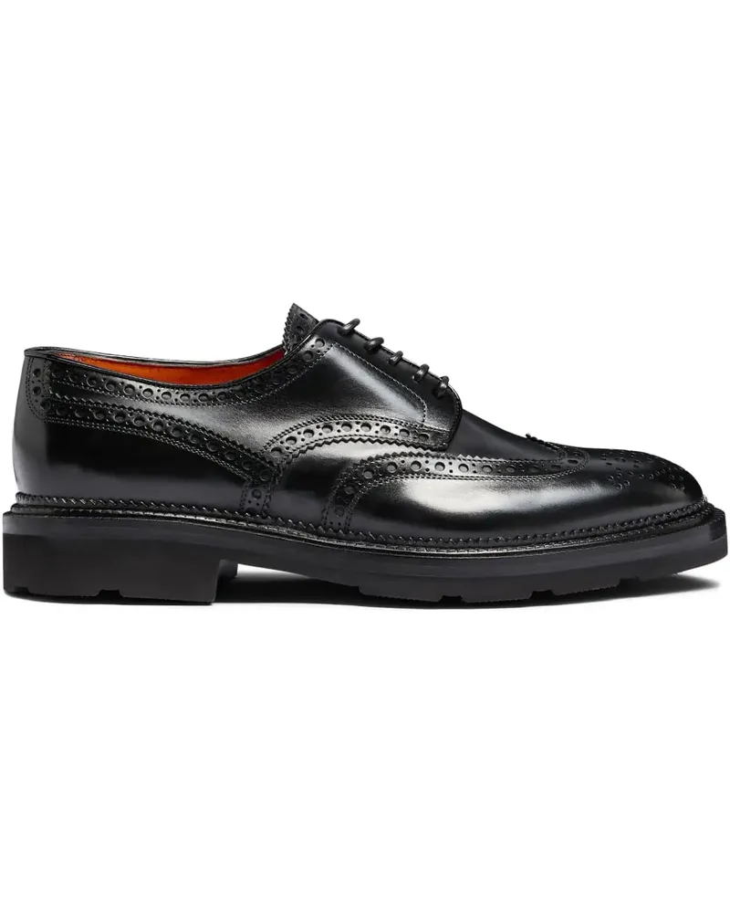 Santoni Derby-Schuhe mit Budapestermuster - Schwarz Schwarz