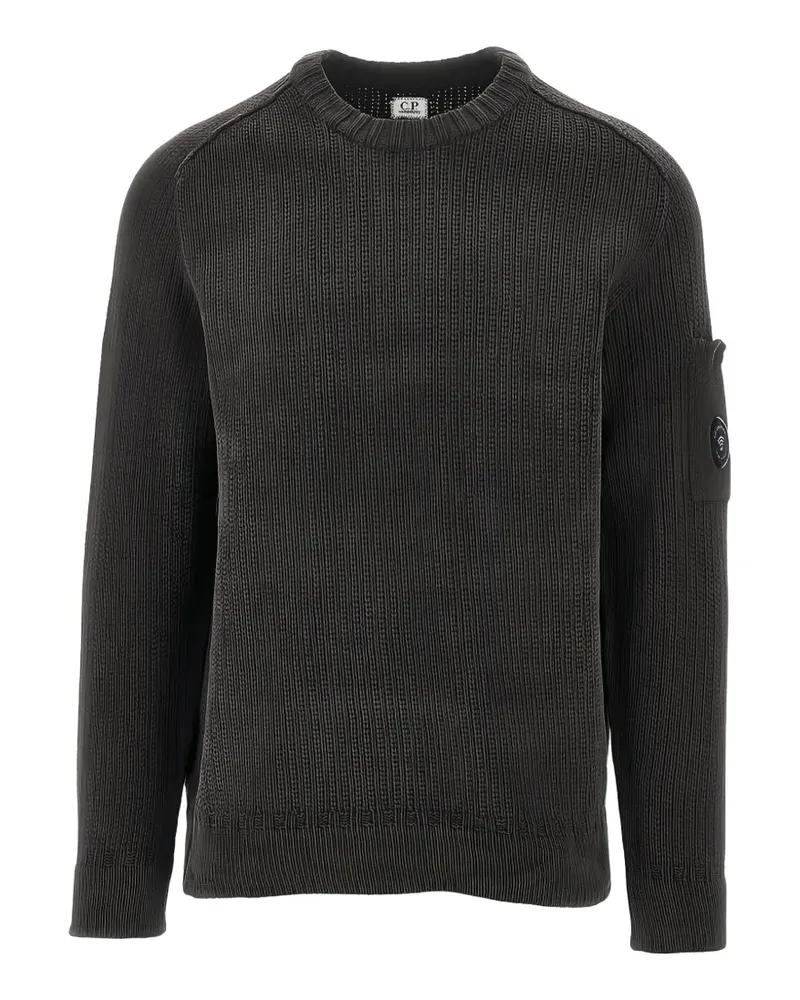 C.P. Company Gerippter Pullover mit Linsen-Detail - Grau Grau
