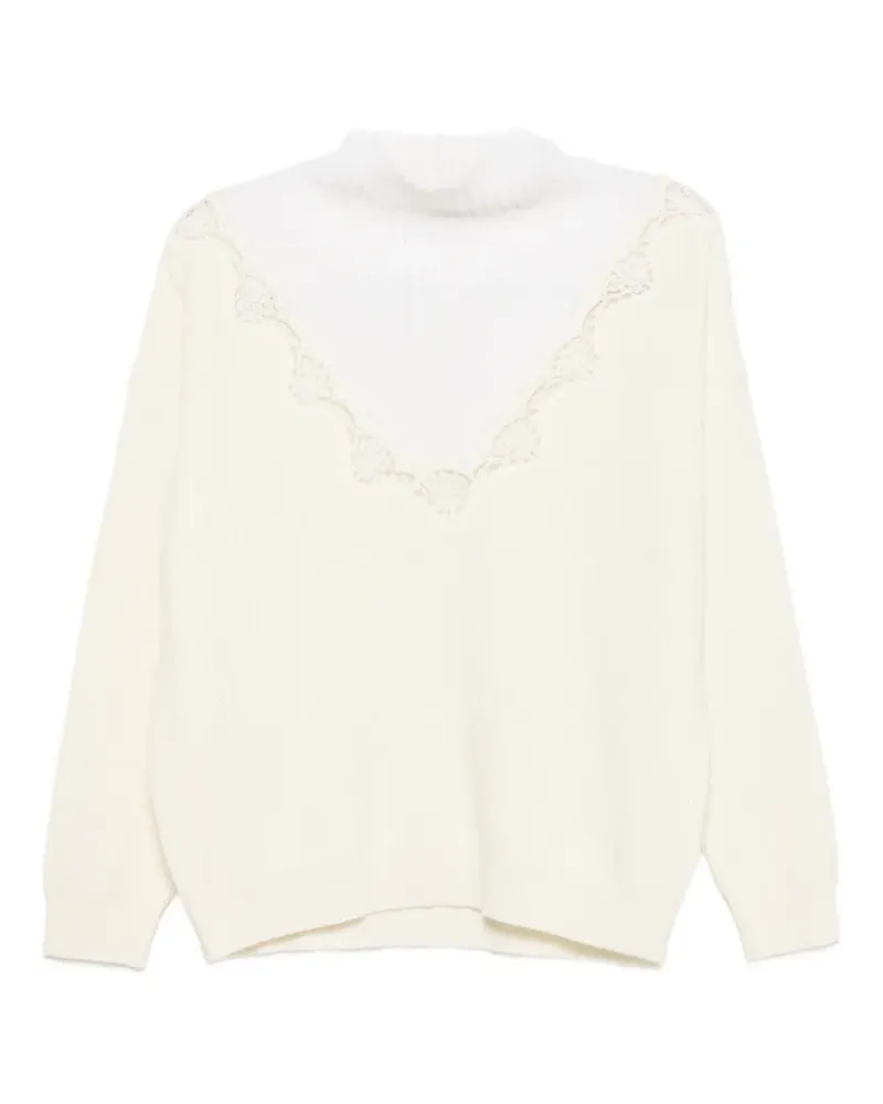 Ermanno Scervino Stehkragen-Pullover mit Spitzenbesatz - Nude Nude