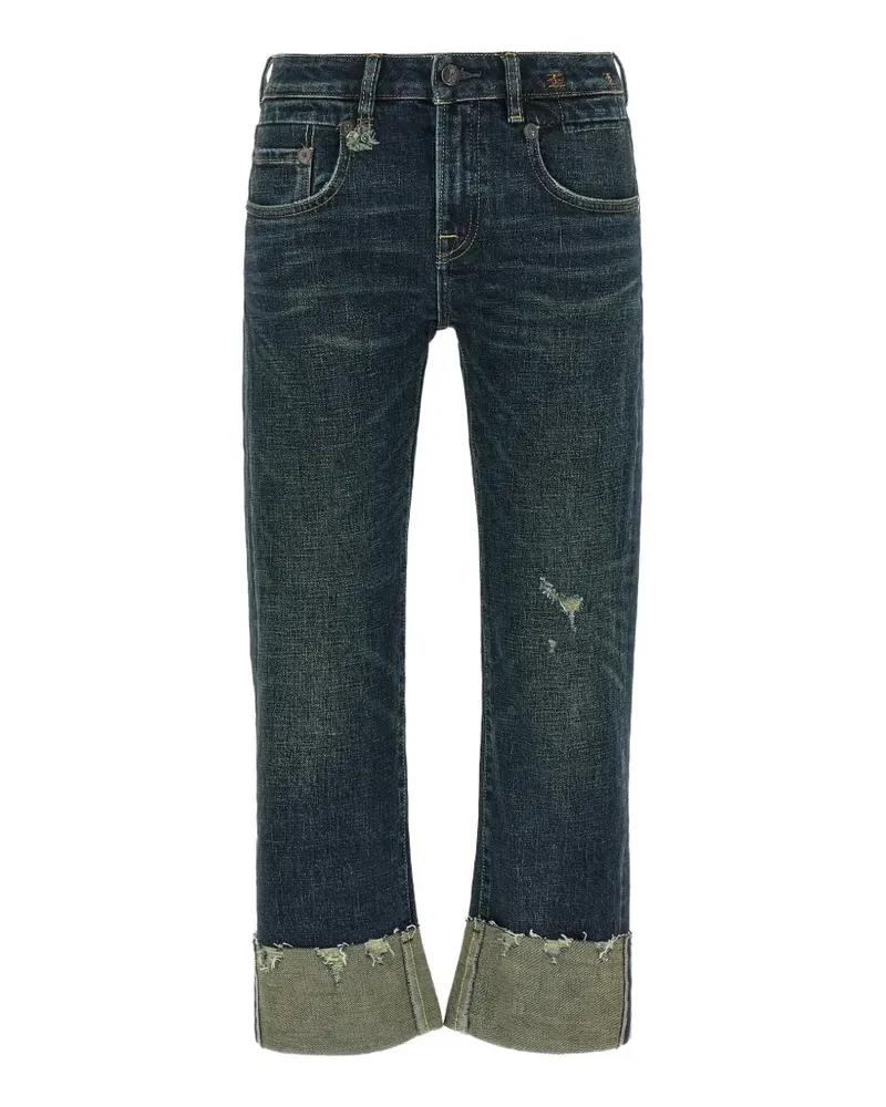 R13 Ausgefranste Jeans mit Umschlag - Blau Blau