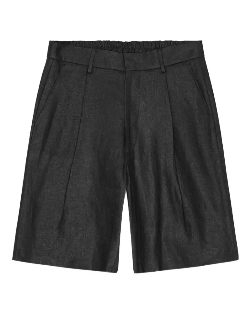 NN 07 Leinenshorts mit Abnähern - Schwarz Schwarz