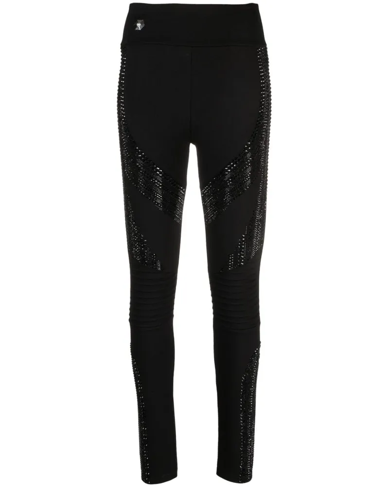 Philipp Plein Leggings mit Strass-Logo - Schwarz Schwarz