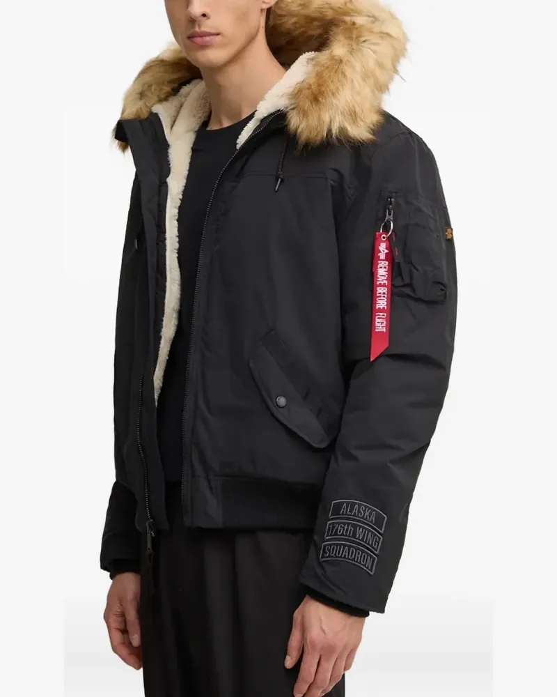 Alpha Industries faux-fur hooded bomber jacket - Schwarz Schwarz