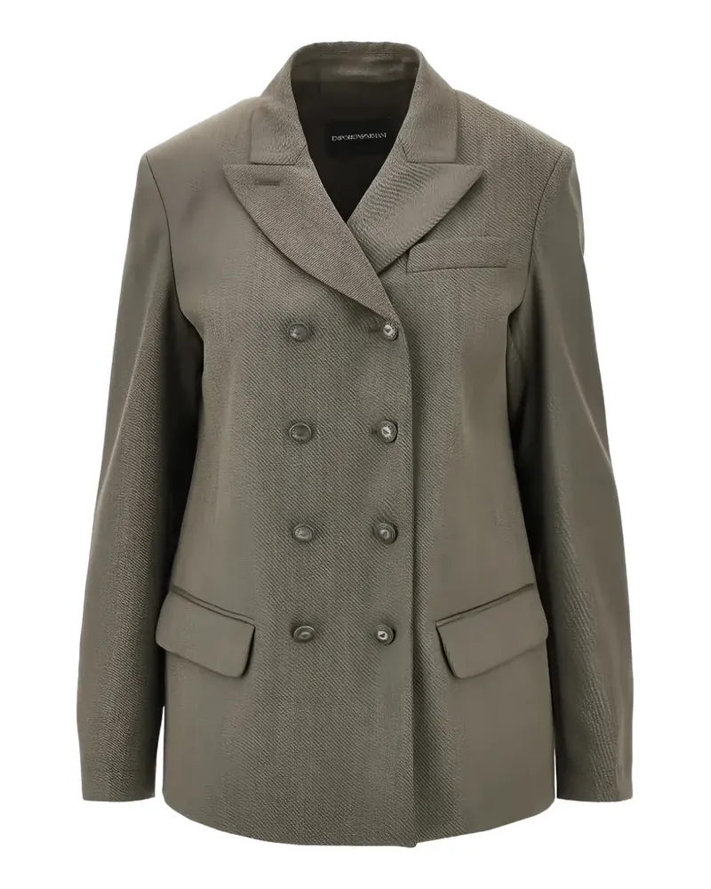 Emporio Armani double-breasted virgin wool blazer - Braun Braun