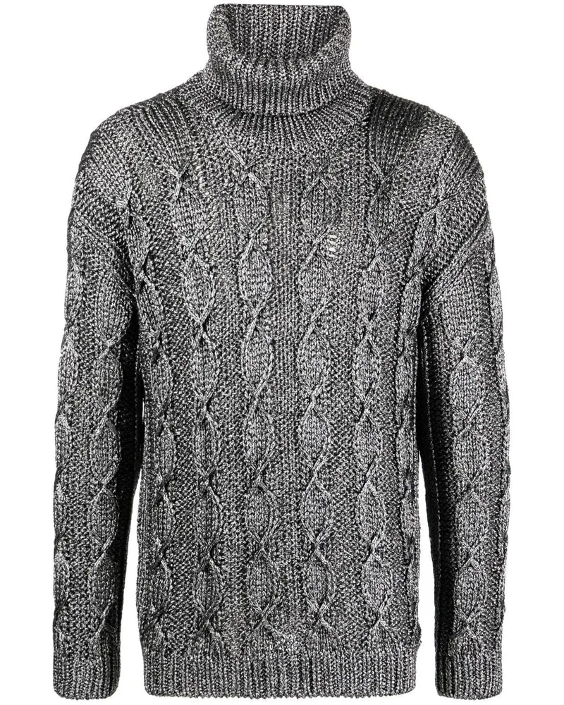 Saint Laurent Rollkragenpullover mit Zopfmuster Grau